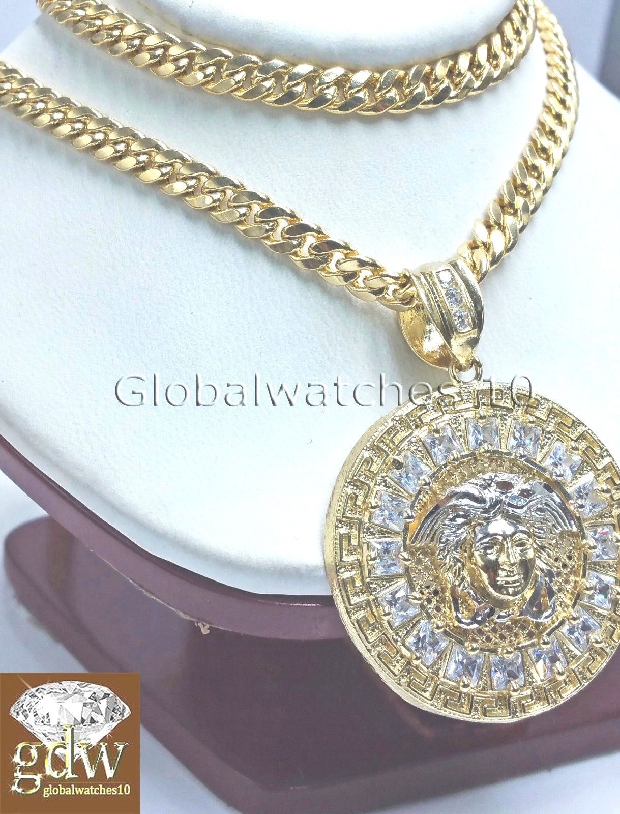 10k Gold Real Gold Head Charm Miami Cuban 20 inch Chain Set - GoldenlinQ